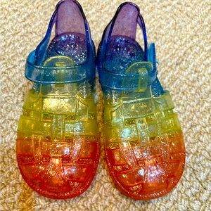 Girls rainbow glitter jelly sandals never worn